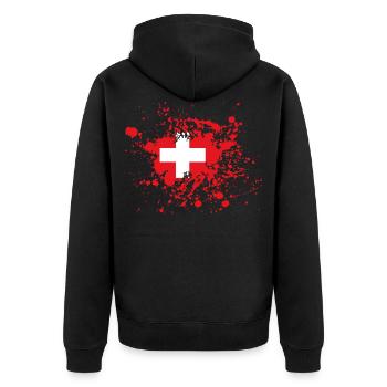 Switzerland Flag Ink - Unisex Premium Organic Zip Hoodie - black - Back - Nico (187cm)