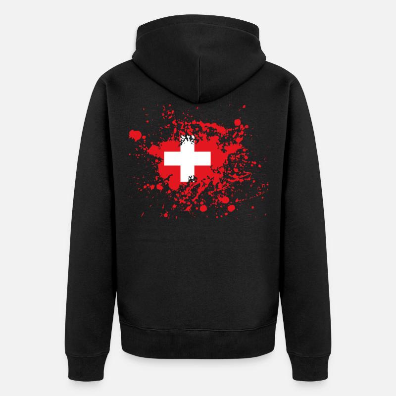 Encre du drapeau suisse - Veste à capuche bio Premium Unisexe - noir