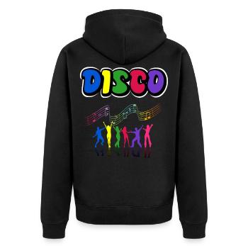 Disco - Unisex Premium Bio Zip Hoodie - Schwarz - Hinten - Nico (187cm)