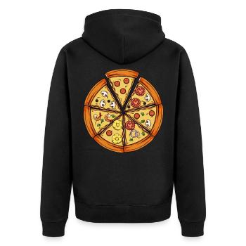 Pizza - Unisex Premium Organic Zip Hoodie - black - Back - Nico (187cm)