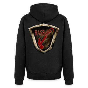 Bass Gitarre in Goldrahmen - Unisex Premium Bio Zip Hoodie - Schwarz - Hinten - Nico (187cm)