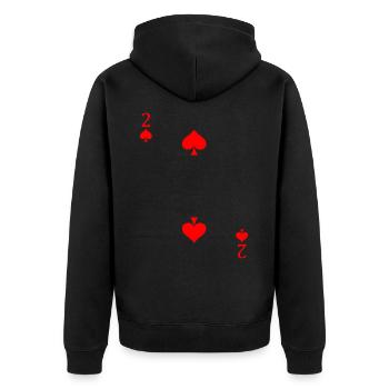 Poker Pokerface Pot Spiel Glück Casino Geschenk - Unisex Premium Bio Zip Hoodie - Schwarz - Hinten - Nico (187cm)
