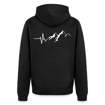 Climber climbing mountains heartbeat - Unisex Premium Organic Zip Hoodie - black - Back - Nico (187cm)