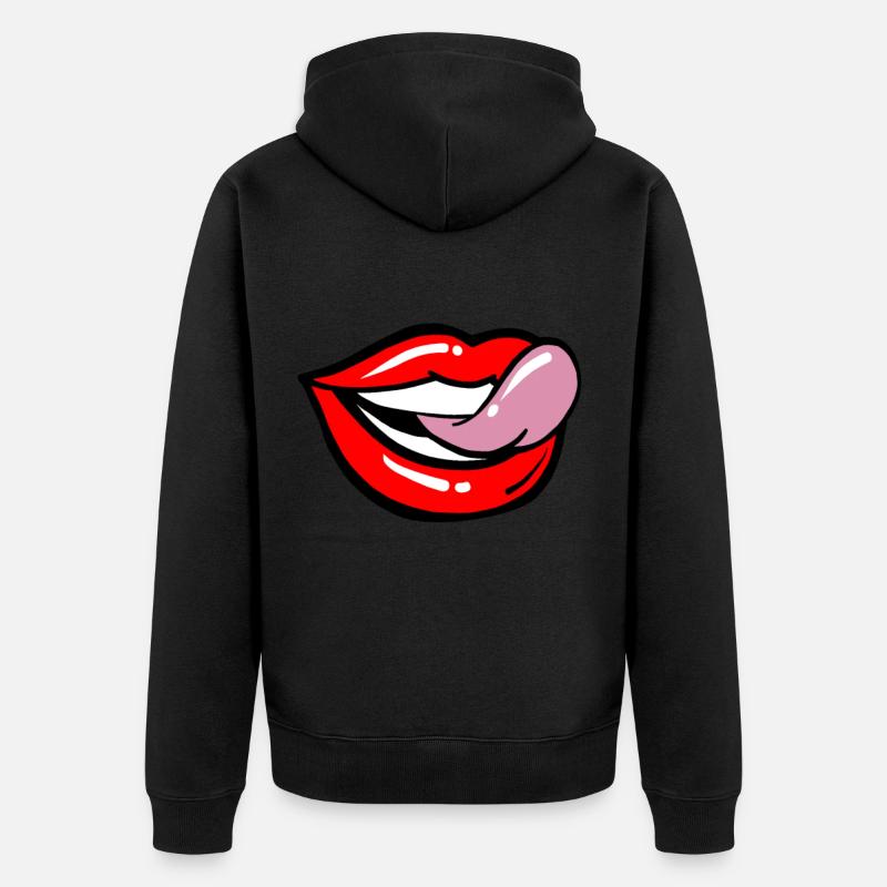 Lips lick - Unisex Premium Bio Zip Hoodie - Schwarz