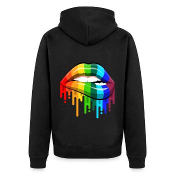 Rainbow Lips - Unisex Premium Bio Zip Hoodie - Schwarz - Hinten - Nico (187cm)