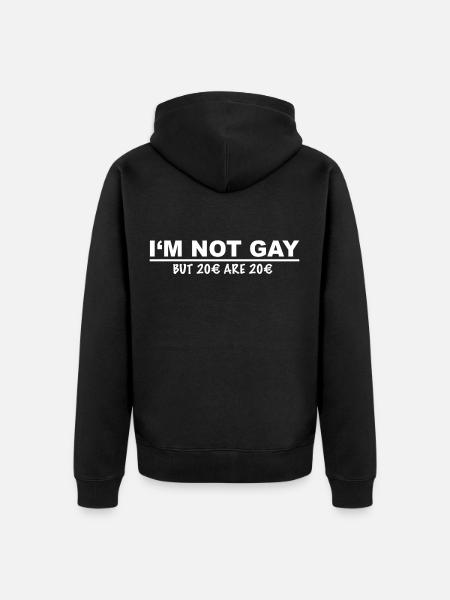 Ik ben geen homo - Uniseks Premium bio ziphoodie - zwart