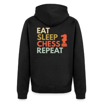 Chess Funny Eating Sleep Chess Repeat - Veste à capuche bio Premium Unisexe - noir - Dos - Nico (187cm)