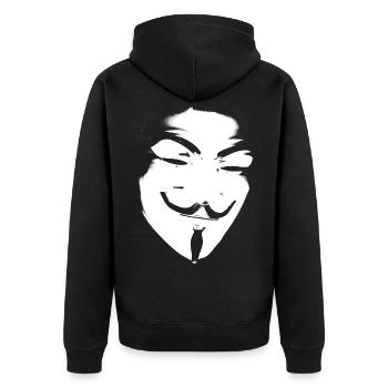 ANONYMOUS - Unisex Premium Bio Zip Hoodie - Schwarz - Hinten - Nico (187cm)