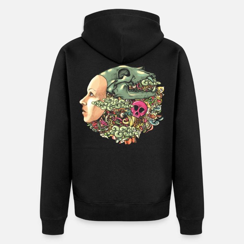 Chapeau crâne griffonnage - Veste à capuche bio Premium Unisexe - noir