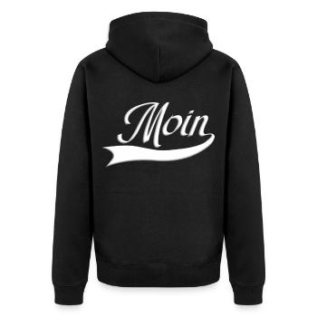 Moin Norddeutschland Ostsee Nordsee - Unisex Premium Bio Zip Hoodie - Schwarz - Hinten - Nico (187cm)