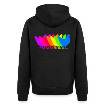 Troupe de poulet coloré - Veste à capuche bio Premium Unisexe - noir - Dos - Nico (187cm)