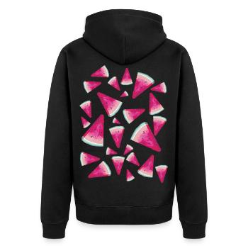 Pastèque Pastèque Pattern - Veste à capuche bio Premium Unisexe - noir - Dos - Nico (187cm)
