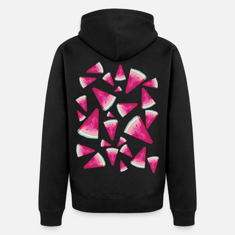 Melone Wassermelone Pattern - Unisex Premium Bio Zip Hoodie - Schwarz