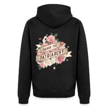 Smash the patriarchy / Feminismus - Unisex Premium Bio Zip Hoodie - Schwarz - Hinten - Nico (187cm)