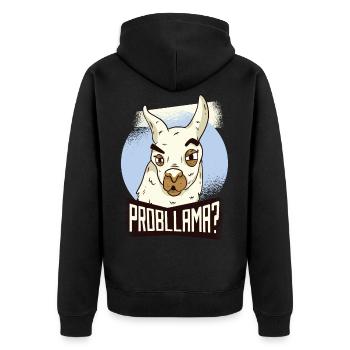 Lama Problem Funny No Probllama Gift Geek Sweet - Unisex Premium Organic Zip Hoodie - black - Back - Nico (187cm)