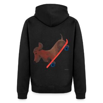 Skateboard Hund Geschenk Kind lustig süß Sport - Unisex Premium Bio Zip Hoodie - Schwarz - Hinten - Nico (187cm)