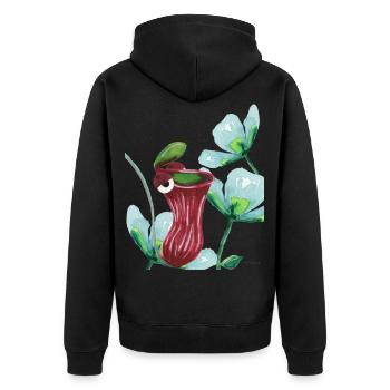 Pflanze Fleisch fressen lustig Kinder Geschenk - Unisex Premium Bio Zip Hoodie - Schwarz - Hinten - Nico (187cm)
