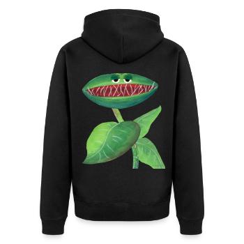 Pflanze Fleisch fressen lustig Kinder Geschenk - Unisex Premium Bio Zip Hoodie - Schwarz - Hinten - Nico (187cm)