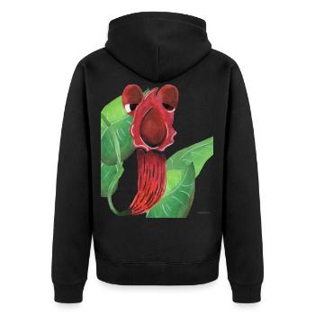 Pflanze Fleisch fressen lustig Kinder Geschenk - Unisex Premium Bio Zip Hoodie - Schwarz - Hinten - Nico (187cm)