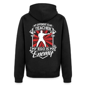 Jujitsu Kampfsport Ju jutsu - Unisex Premium Bio Zip Hoodie - Schwarz - Hinten - Nico (187cm)