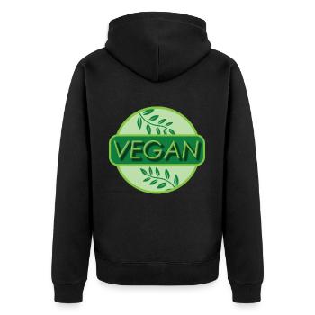 Vegan Logo Vegan Vegetarian Nature - Unisex Premium Organic Zip Hoodie - black - Back - Nico (187cm)