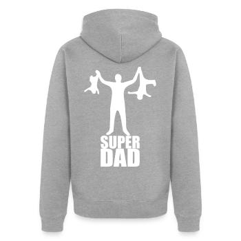 No Fear - Unisex Premium Organic Zip Hoodie - heather grey - Back - Nico (187cm)
