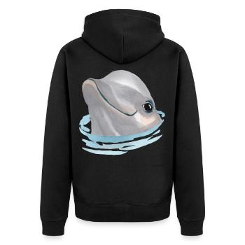 Delfin Meer Tier Wasser Delphin Kinder Geschenk - Unisex Premium Bio Zip Hoodie - Schwarz - Hinten - Nico (187cm)