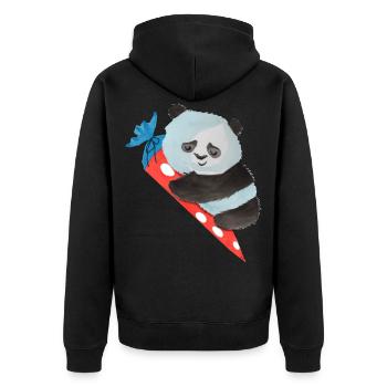 Panda bear panda bear school bag school enrollment gift - Unisex Premium Organic Zip Hoodie - black - Back - Nico (187cm)