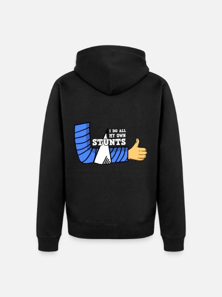 Gipsarm Knochenbruch Stuntman Gips - Unisex Premium Bio Zip Hoodie - Schwarz