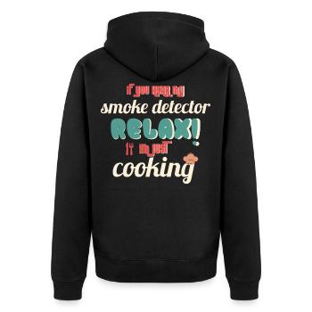 Hobbykoch Kochen Schlechter Koch Lustiger Spruch - Unisex Premium Bio Zip Hoodie - Schwarz - Hinten - Nico (187cm)