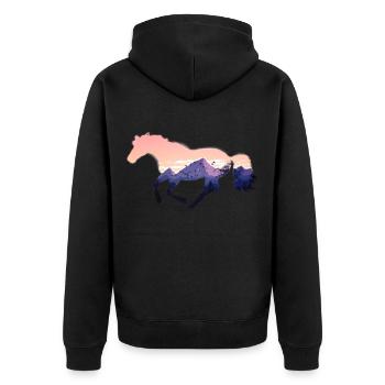 Wildpferd Wildpferde reiten Reiter Geschenk Gestüt - Unisex Premium Bio Zip Hoodie - Schwarz - Hinten - Nico (187cm)