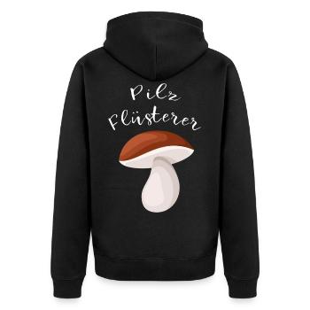 Pilz Flüsterer - Unisex Premium Bio Zip Hoodie - Schwarz - Hinten - Nico (187cm)