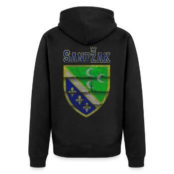 Sandzak man Sandzaklija Born, sandzak flag - Unisex Premium Organic Zip Hoodie - black - Back - Nico (187cm)