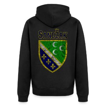 sandzak Banner sandzaklija - Unisex Premium Organic Zip Hoodie - black - Back - Nico (187cm)
