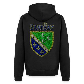 Sandzak flag sandzaklija jebote - Unisex Premium Organic Zip Hoodie - black - Back - Nico (187cm)