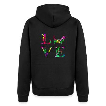 Dackel Dackelbesitzer Dachshund Weeni GeschenkIch, - Unisex Premium Bio Zip Hoodie - Schwarz - Hinten - Nico (187cm)
