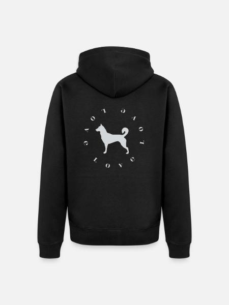 Husky Siberian Alaskan sledehundgave - Premium økologisk unisex-hettejakke - svart