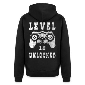 Level 18 Unlocked Video Gamer Birthday - Unisex Premium Organic Zip Hoodie - black - Back - Nico (187cm)
