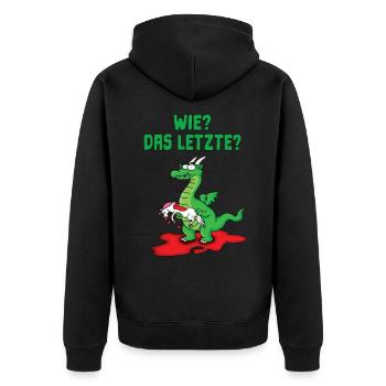Wie? Das LETZTE? Einhorn Drachen - Unisex Premium Organic Zip Hoodie - black - Back - Nico (187cm)