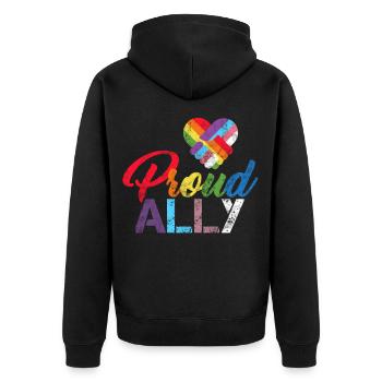 Proud ally Pride ally LGBTQ Ally Trans Bi Gay - Unisex Premium Organic Zip Hoodie - black - Back - Nico (187cm)