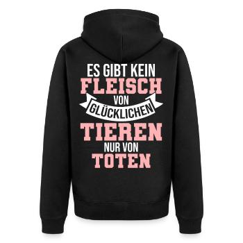 Vegan Veganer Veganerin Tierquälerei Geschenk - Unisex Premium Bio Zip Hoodie - Schwarz - Hinten - Nico (187cm)