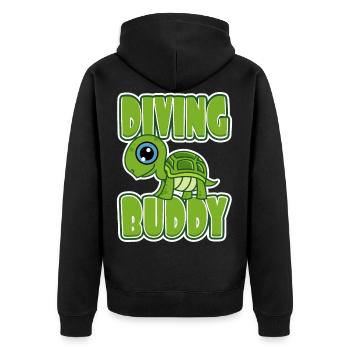 Tauch Buddy Schildkröte Taucher Geschenk - Unisex Premium Organic Zip Hoodie - black - Back - Nico (187cm)