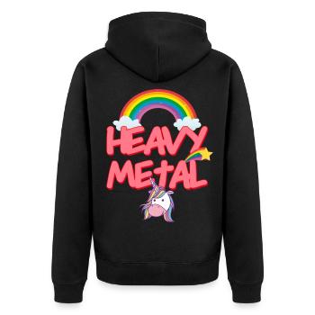 HEAVY METAL headbanger unicorn unicorn thrash rock - Unisex Premium Organic Zip Hoodie - black - Back - Nico (187cm)