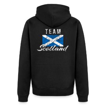 Team Schottland - Unisex Premium Bio Zip Hoodie - Schwarz - Hinten - Nico (187cm)