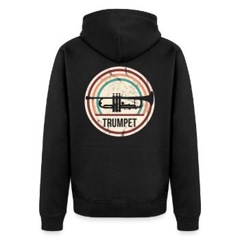 Trompete Retro Trompetenspieler - Unisex Premium Bio Zip Hoodie - Schwarz - Hinten - Nico (187cm)