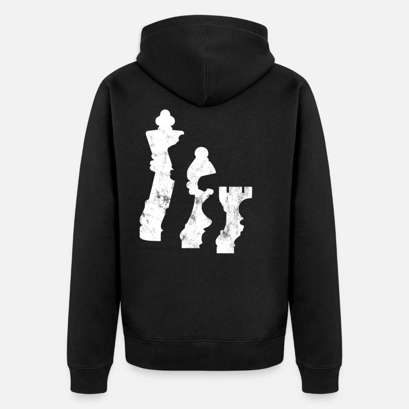 Ombre des pièces d'échecs - Veste à capuche bio Premium Unisexe - noir