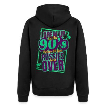 90er Jahre 90s Retro Nostalgie Provokation - Unisex Premium Bio Zip Hoodie - Schwarz - Hinten - Nico (187cm)
