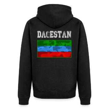 Dagestan Flag. Proud Dagestani People wear This - Unisex Premium Bio Zip Hoodie - Schwarz - Hinten - Nico (187cm)