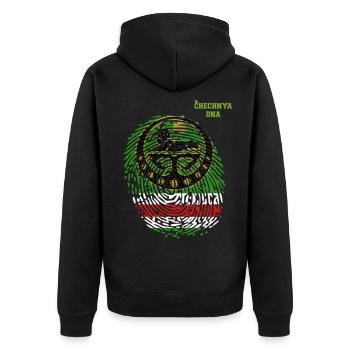 Chechnya DNA. Chechen Flag. Chechnyan Roots - Unisex Premium Bio Zip Hoodie - Schwarz - Hinten - Nico (187cm)
