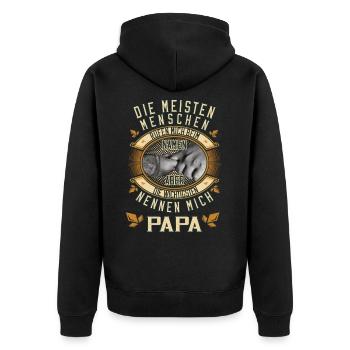Nennen Mich Beim Namen Papa Alter Mann - Unisex Premium Bio Zip Hoodie - Schwarz - Hinten - Nico (187cm)